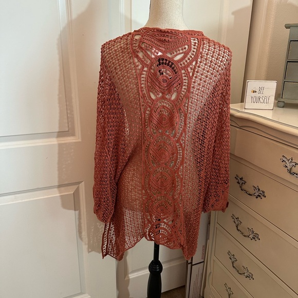 Rust Open Knit Cardigan - Picture 3 of 5